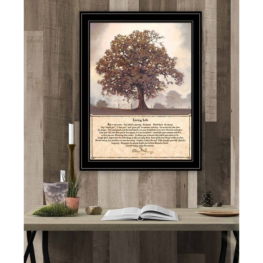 TrendyDecor4U Farmhouse "Living Life" Framed Print Wall Art by Bonnie